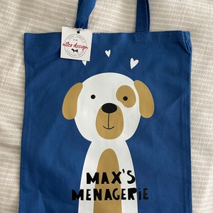 Sac fourre-tout pour chiot pour enfants de la maternelle, sac fourre-tout personnalisé pour enfants, sac fourre-tout pour fournitures scolaires avec chien mignon, sac de bibliothèque personnalisé pour tout-petits