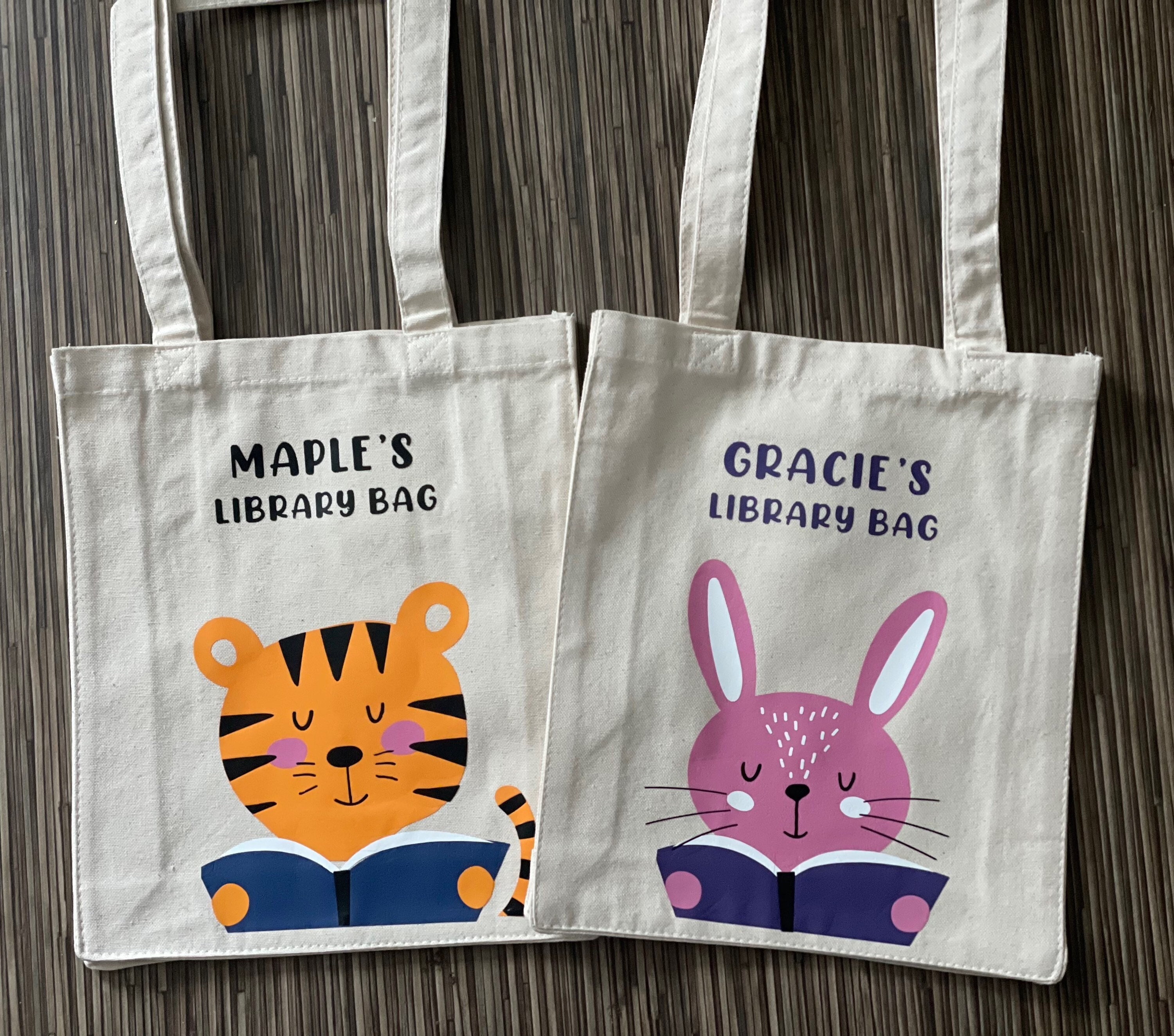 Canvas Tote Bags, Aesthetic Library Book Bags, Reusable Cute