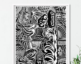 Abstract Art Print, Black and White Art, Digital Wall Art,  8x10 Prints, 11x14 Wall Prints, 16x20 Art Print, Modern Downloadable Art Prints