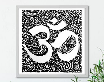 Ohm Art Print, Black and White Art, Digital Wall Art,  5x5 Prints, 8x8 Wall Prints, 10x10 Art Print, Modern Downloadable Art Prints