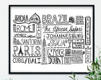 Travel Art Print, Black and White Art, Digital Wall Art,  8x10 Prints, 11x14 Wall Prints, 16x20 Art Print, Modern Downloadable Art Prints