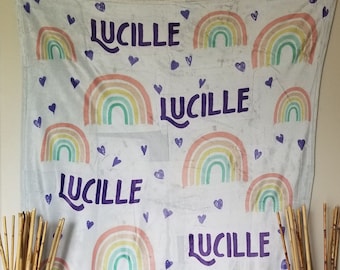 Rainbow Name Blanket