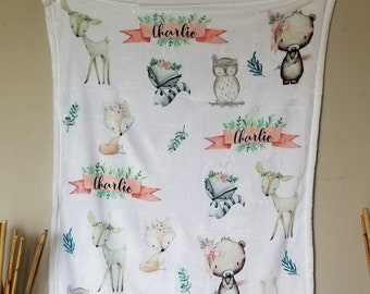 Woodland Floral Name Blanket