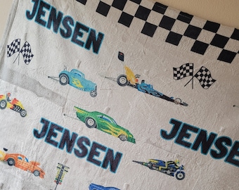 Drag Racing Racecars Name Blanket