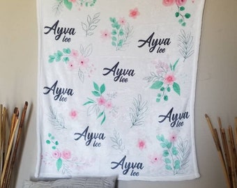 Dainty Floral Name Blanket