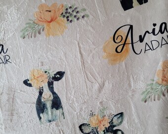 Cute Little Cow Name Blanket