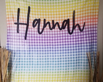 Rainbow Check Name Blanket