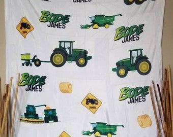 Big Green Tractor Name Blanket