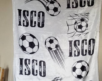 Soccer swoosh Name Blanket