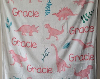 Girly Pink Dinos Blanket