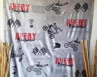 Motocross Motorcycle Name  Blanket