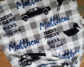 Ducks, Trucks and Bucks Name Blanket