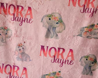 Dainty Elephants Name Blanket