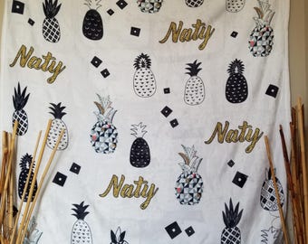 Golden Pineapple Name Blanket
