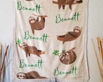 Lazy Sloth Name Blanket