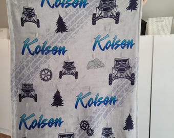 Outdoor Adventure Side By Side Name Blanket