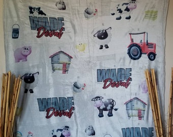Farmyard Animals Name Blanket