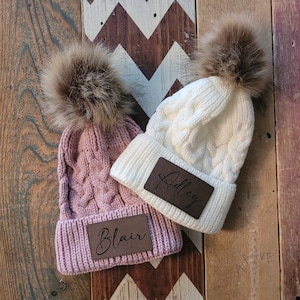 Leather Name Patch Beanie