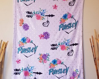 Floral Hexagon Arrow Name Blanket