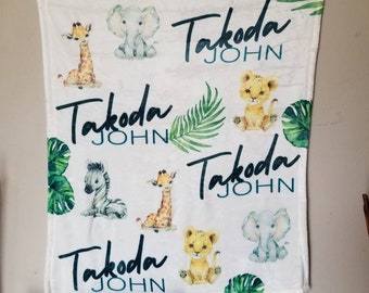 Jungle Safari Animal Name Blanket
