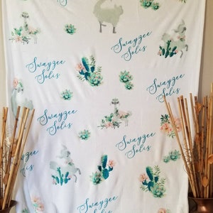 Llama & Cactus Cutie Name Blanket
