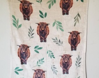 Brown Highland Cow Name Blanket