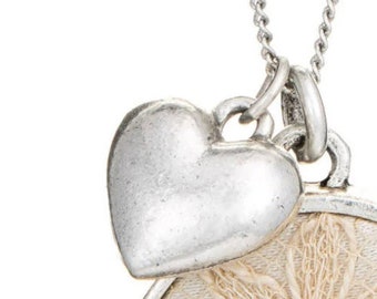 Silver Heart Charm Add On to Lace Anniversary or Wedding Keepsake Necklace.