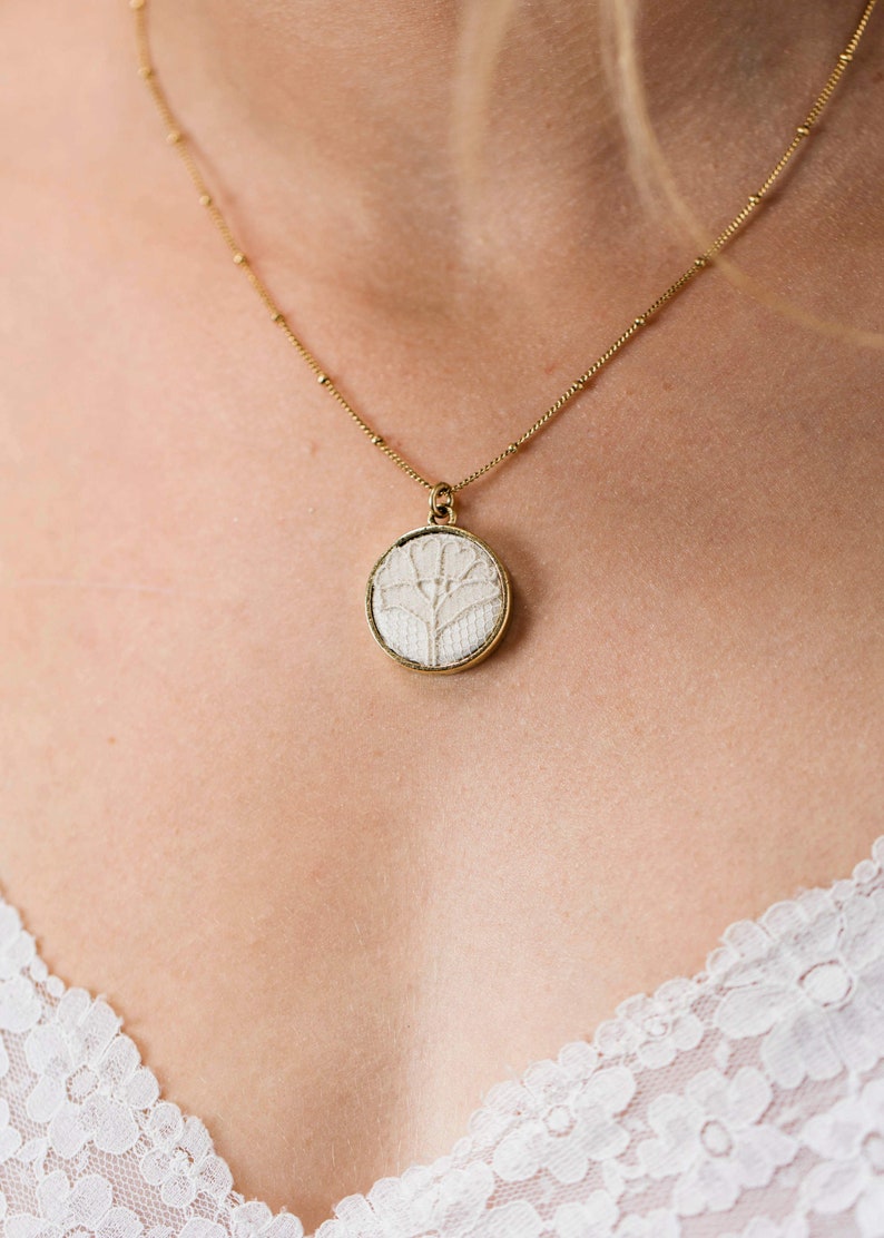 Your Lace Necklace. Custom Keepsake Pendant Made From Wedding Dress Fabric. Gift for Bride image 7