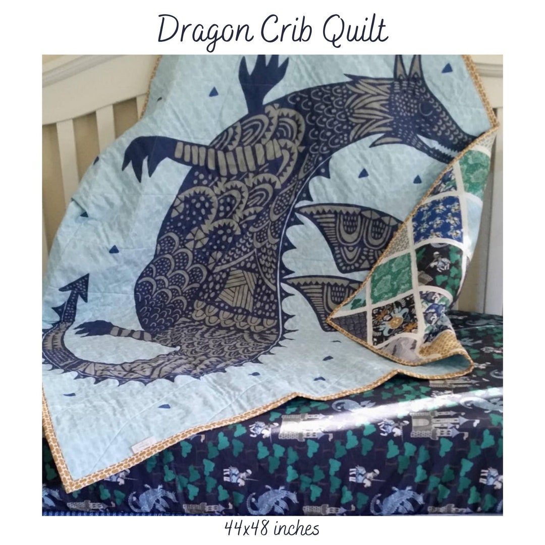 Boys Dragon Crib Bedding Baby or Toddler Quilt Nights Dragons Etsy