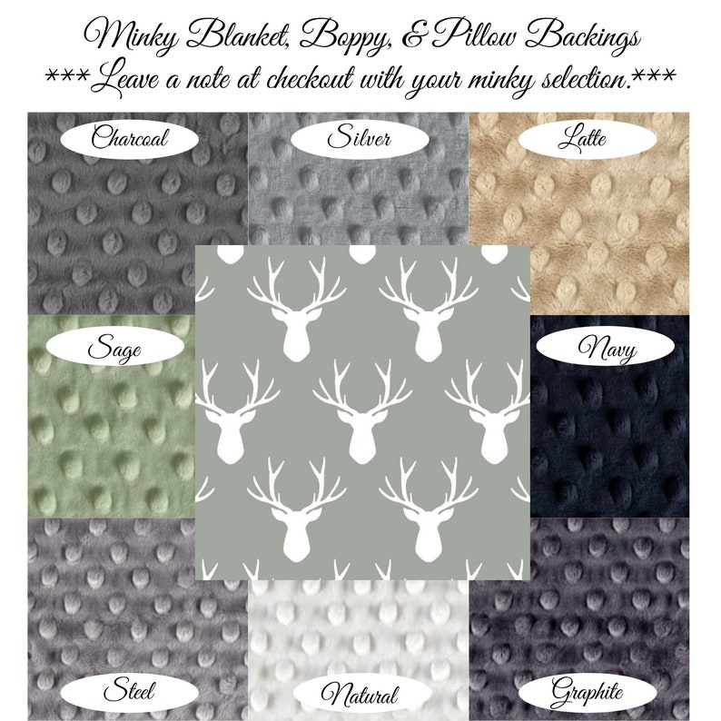 Stag Silhouette in Sage Fitted Crib Sheet Contoured Changing Pad Cover Boppy Cover Pillowcase Woodland in Earth Deer Antlers Green Gray