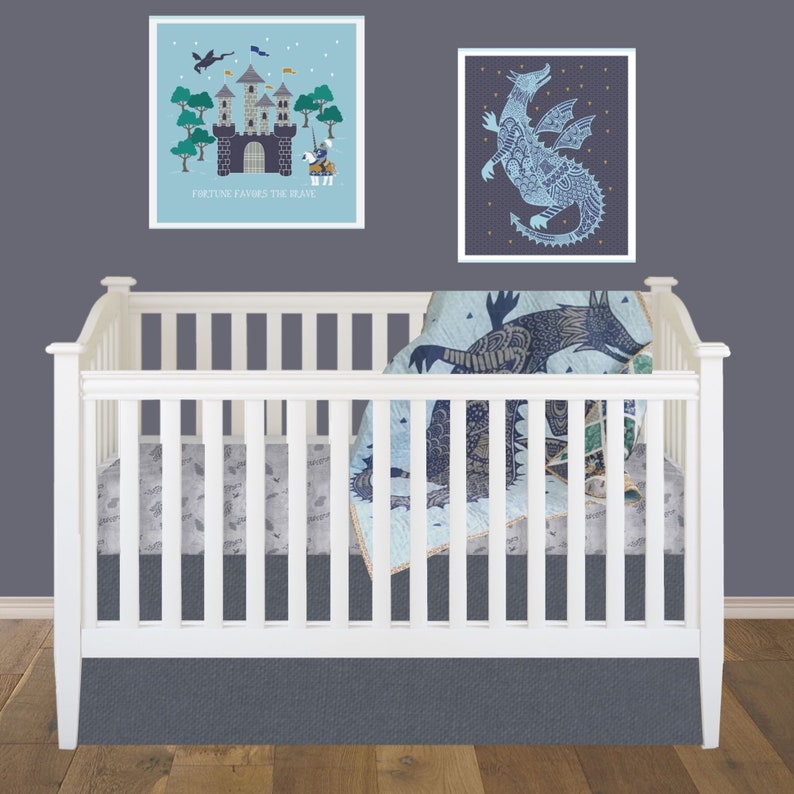 Boys Dragon Crib Bedding Baby or Toddler Quilt Nights Dragons Etsy
