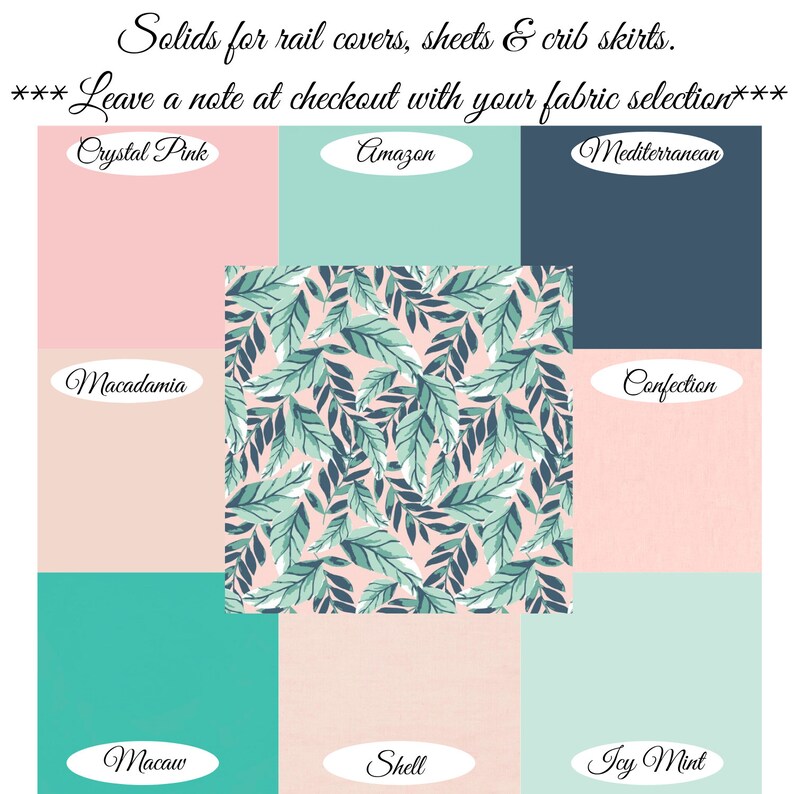 Palm Leaves Crib Bedding Sheet Tropical Summer Changing Pad Cover Boppy Pillow Minky Baby Blanket Rail Cover Crib Skirt Curtain Panel Pink