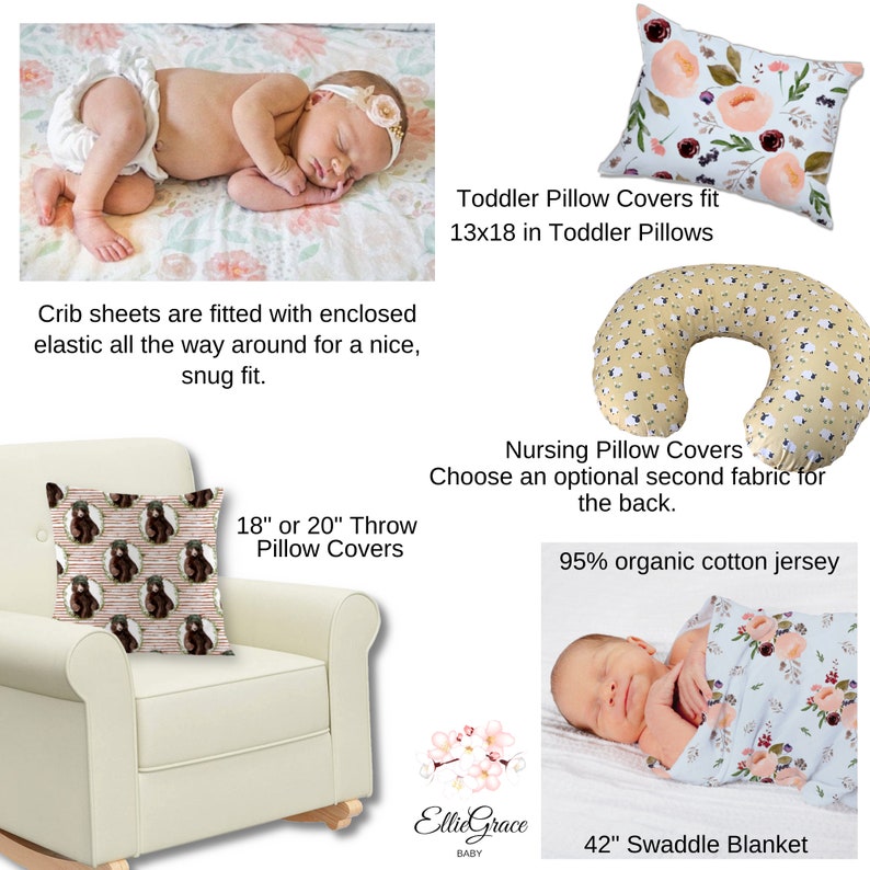 Girls Mae Floral Baby Bedding Crib Sheet Changing Pad Cover Etsy