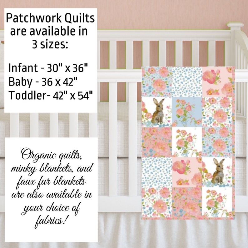 Girls Bunny Crib Bedding Patchwork Baby Quilt Floral Crib Etsy