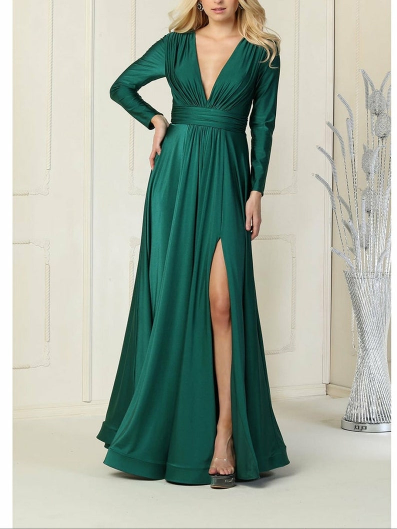 Long Sleeve Formal Mother of the Bride Dress/stretch Satin Mother of