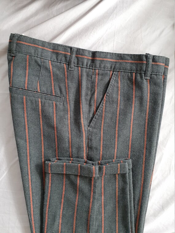 Bootlegger Trousers Handsome Refashioned Orange and Grey Striped