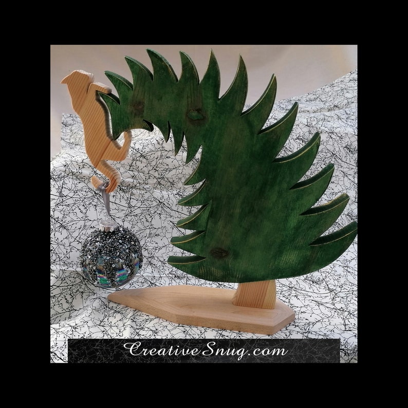 Large Christmas Tree & Naughty Cat  Bauble Holder  Handmade image 0