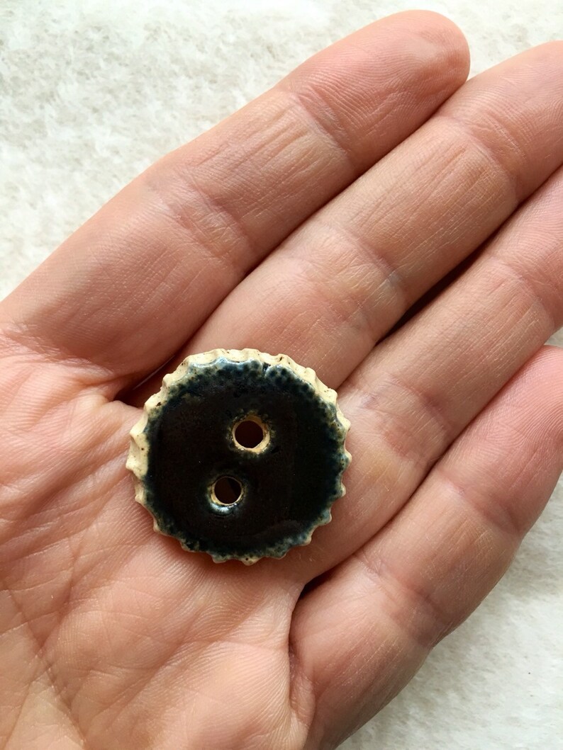 Set of 2 handmade ceramic bottle cap black buttons Etsy