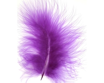 Marabou Feathers 20 Per Pack - 12 - 17 cm - Fluffy & Soft -  Purple