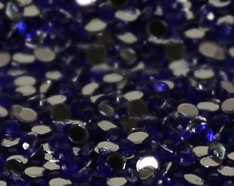 300 x 1mm Diamante Loose Round Flat Back Rhinestones - Dark Blue
