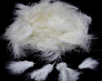 Ivory - Mini Marabou Feathers 50 Per Pack - 3 - 8 cm - Small Fluffy & Soft