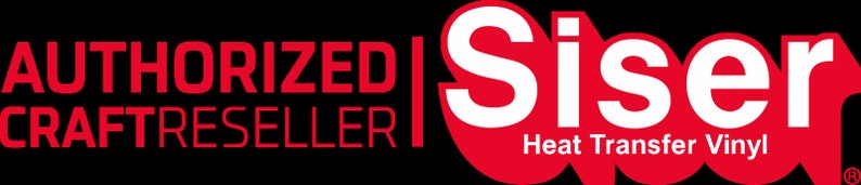 K&ouml;nnte beinhalten: Rotes und wei&szlig;es Logo mit dem Text "AUTHORIZED CRAFTSELLER" und "Siser Heat Transfer Vinyl".