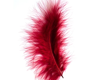 Marabou Feathers 20 Per Pack - 12 - 17 cm - Fluffy & Soft -  Burgundy