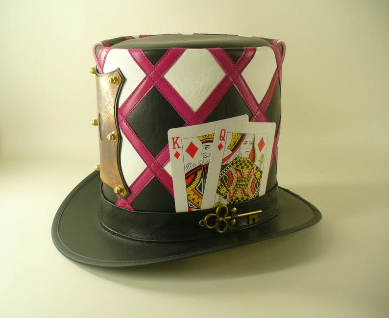 Mad hatter/'s leather and copper lock and key tall Top Hat masterpiece