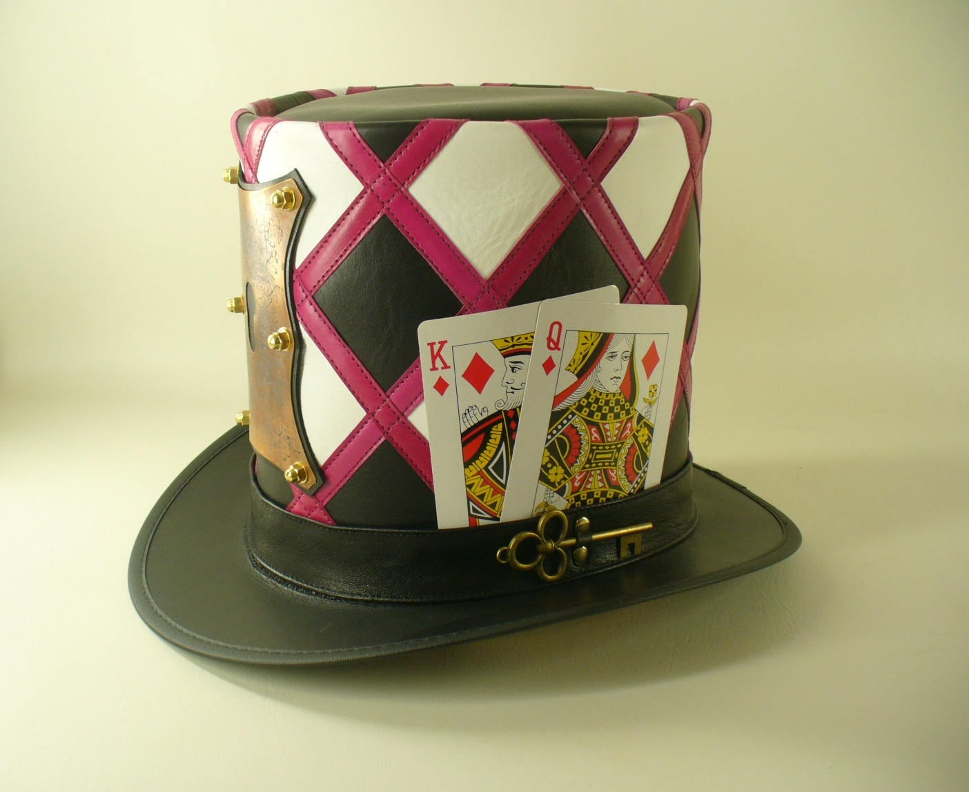 Mad Hatter's Leather and Copper Lock and Key Tall Top Hat