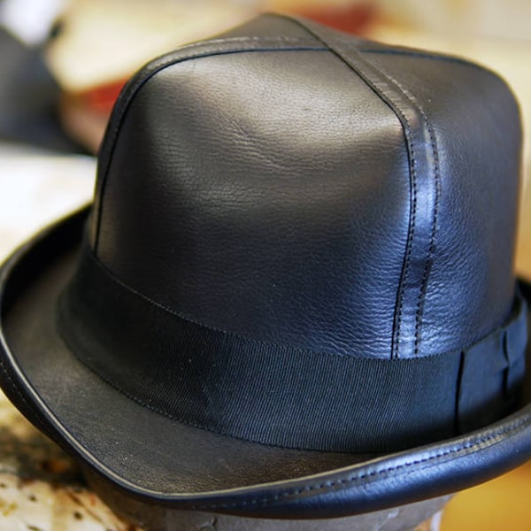 Genuine Black Leather Classic Formal Mens’ Kentucky Derby Style Hat