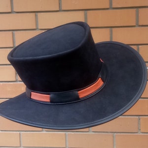 Black suede leather Clint Eastwood style Western movie classic Pale Rider Mens Hat