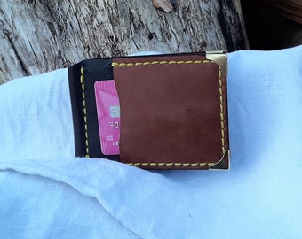 Kangaroo Leather Credit card / Note Wallet with money clip