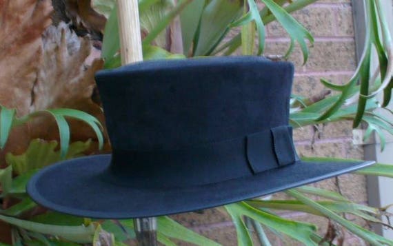 Black Suede Leather Clint Eastwood Pale Rider Style Western Outlaw Mens Hat  -  Norway