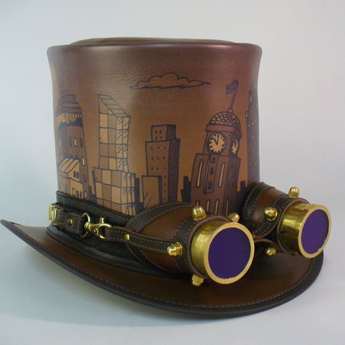 Leather Steampunk Top Hat Etsy leather-steampunk-top-hat-etsy